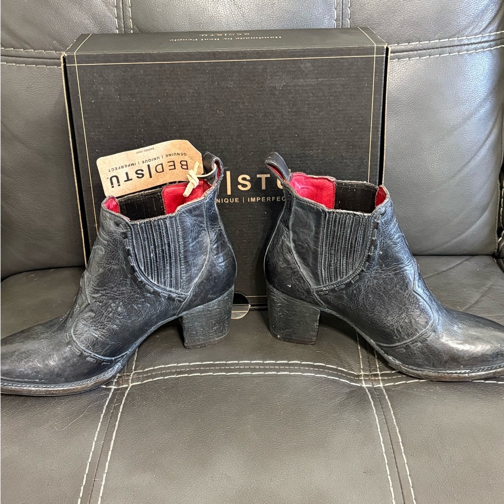 BED|STÜ Brie II ankle boots-Black Rustic•Red lining• Sz 9.5•NWOB